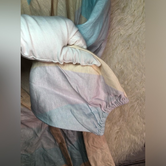 VENUS Cream Blue and Purple Linen Shirt Dress Coverup size Small NWOT - Picture 7 of 12